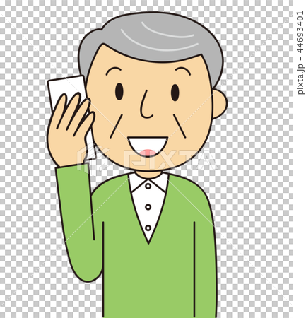 Double head male senior calling grandfather smile 44693401