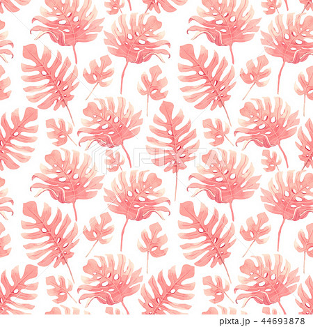 Watercolor tropical palm leaf vector pattern 44693878