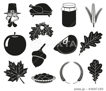 13 black white thanksgiving silhouette elements 44697160