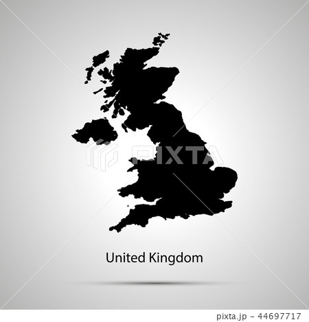 United Kingdom country map, simple black silhouette on gray United Kingdom country map, simple black silhouette on gray 44697717
