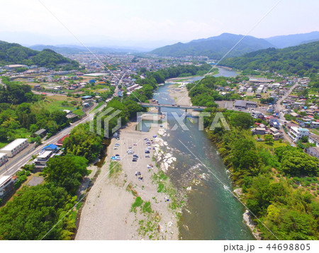 上空から眺めた「親鼻橋」〜ドローンで空撮（埼玉県秩父郡長瀞町長瀞･皆野町下田野） 44698805
