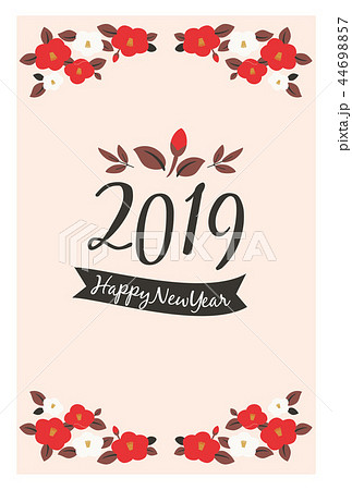 2019年賀状　椿 44698857
