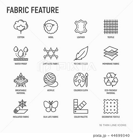 Fabric feature thin line icons set 44699340
