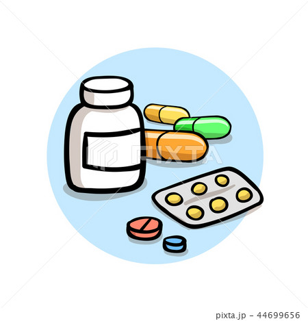 Pills and vitamins. Healthy lifestyle flat design icon. Flat vector illustration. Isolated on white 44699656