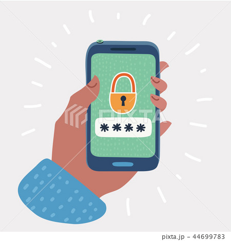 Smartphone unlocked button and password field 44699783