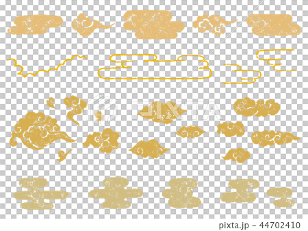 手描き　雲と霞セット　はんこ 44702410