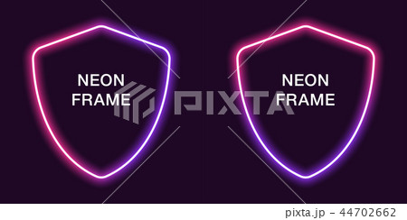 Neon frame in shield shape. Vector template 44702662