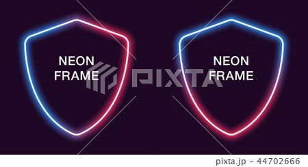 Neon frame in shield shape. Vector template Neon frame in shield shape. Vector template 44702666