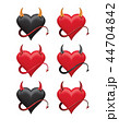 Devil hearts with sharp horns and a tail set.  44704842