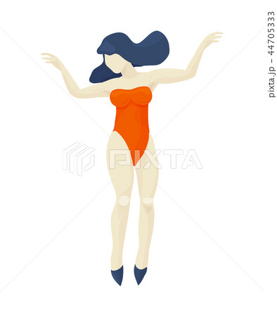 Dancing girl in orange bikini swimsuit concept isolated. Vector flat illustration in trendy style Dancing girl in orange bikini swimsuit concept isolated. Vector flat illustration in trendy style 44705333