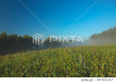 A foggy, sunny, beautiful autumnal morning 44707287