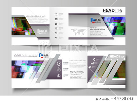 Business templates for tri fold square design brochures. Leaflet cover, abstract vector layout 44708843