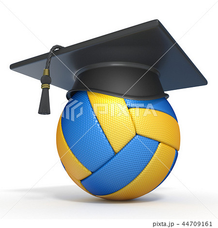 Graduation cap on volleyball 3D Graduation cap on volleyball 3D 44709161
