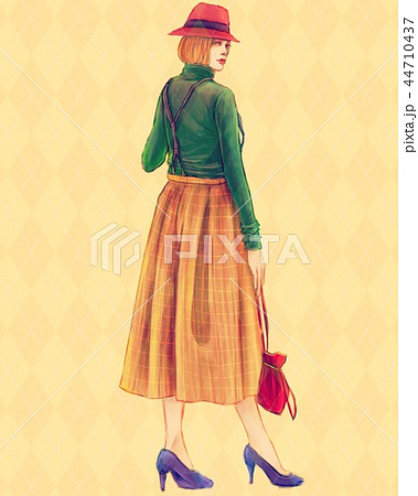 秋服の女性のイラスト素材 44710437 Pixta