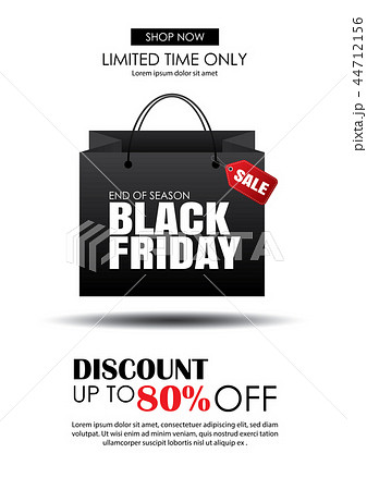 Black friday sale for shopping bag flyer template. 44712156