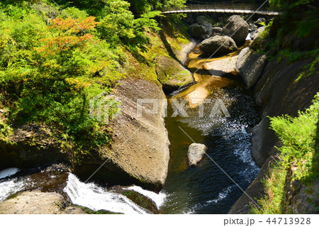 夏の袋田の滝と吊橋 44713928