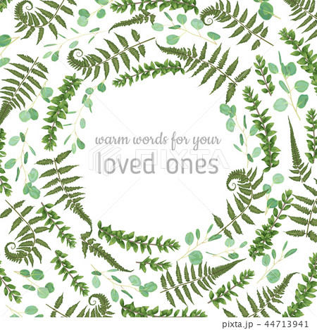 Green vector wreath frame made from twigs and l Green vector wreath frame made from twigs and l 44713941