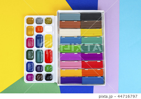 Color plasticine and paints for painting for children Color plasticine and paints for painting for children 44716797
