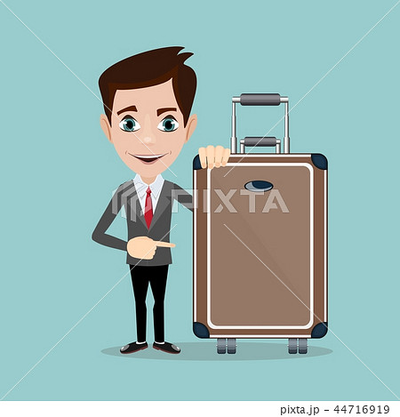 Happy man with luggage on background. A businessman with suitcases. 44716919