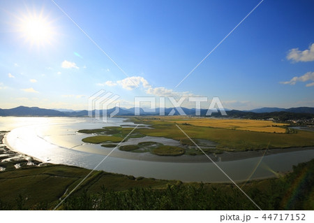 秋 順天湾湿地 夕焼け 44717152