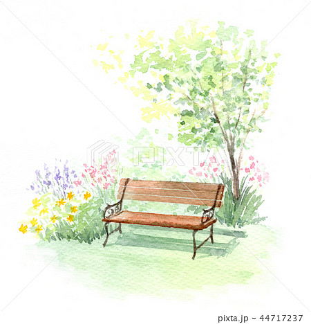 Garden Bench Watercolor Stock Illustration