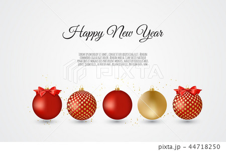 Gold and red decorative Christmas balls. New year background. 44718250