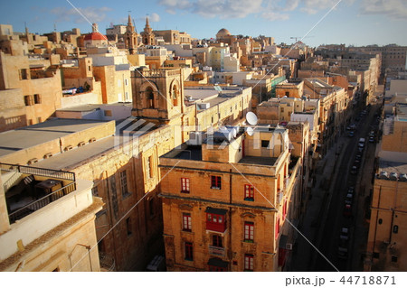 Panoramic view over the Grand Harbour hotel in Valletta, Malta . Bell tower of Santa Marija ta' Gesu Panoramic view over the Grand Harbour hotel in Valletta, Malta . Bell tower of Santa Marija ta' Gesu 44718871