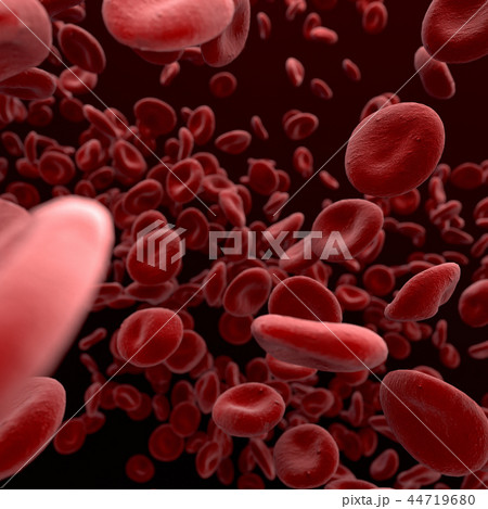 Red Blood Cells, closup under microscope, floating 44719680