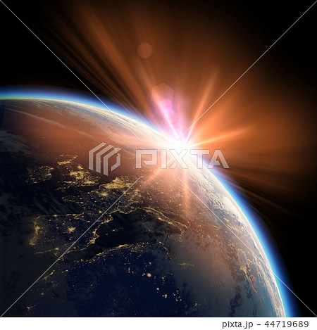 Earth view from space or spacestation orbit sunset 44719689