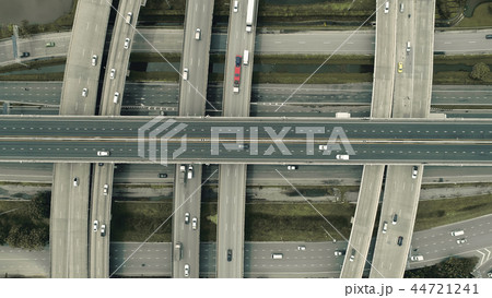 Aerial view highway road network intersection  44721241