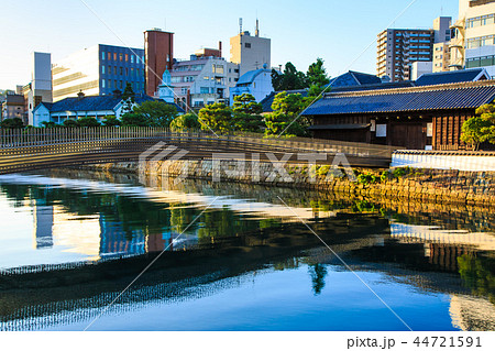 出島表門橋 朝風景 長崎県長崎市 の写真素材