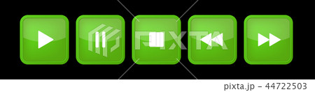 green, white square music control buttons set 44722503