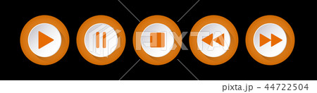 orange, white round music control buttons set orange, white round music control buttons set 44722504