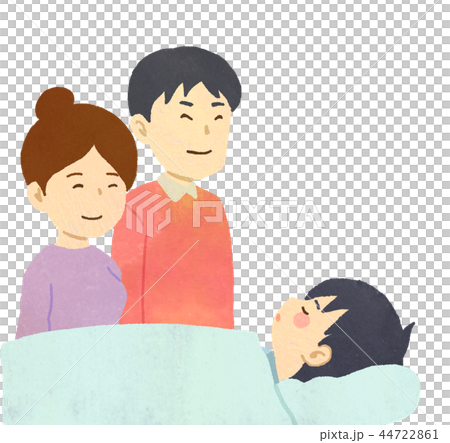 【医療】寝ている子供を見守る両親 44722861