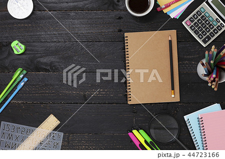 Education School supplies on blackboard 44723166