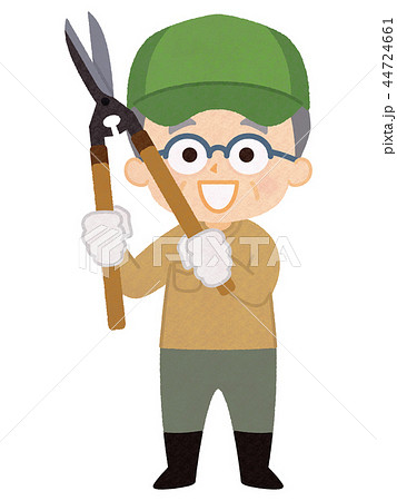 枝きりばさみを持ったおじいさんのイラスト素材