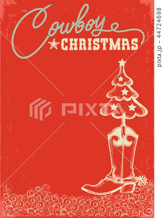 Western red christmas card with cowboy boot 44724698