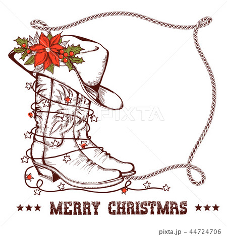 Western Christmas greeting card with cowboy 44724706