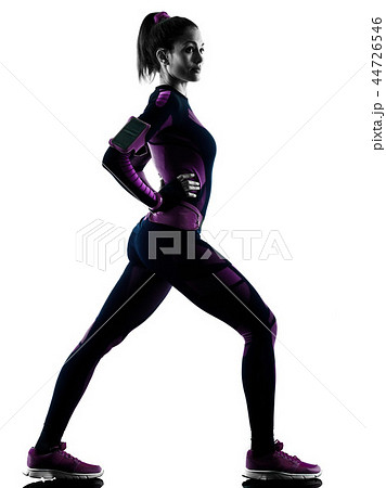 woman runner running jogger jogging isolated silhouette shadow 44726546