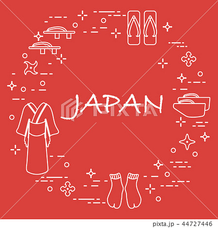 Traditional japanese clothing, shoes and shurikens 44727446