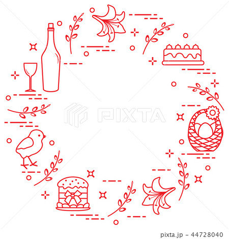 Different Easter symbols arranged in a circle: 44728040