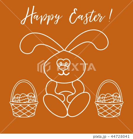 Easter rabbit and two baskets of decorated eggs Easter rabbit and two baskets of decorated eggs 44728041