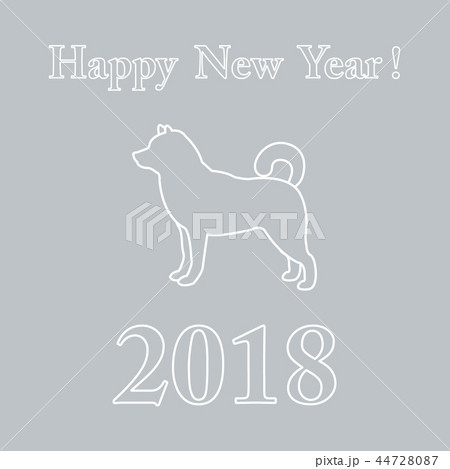 Shiba Inu silhouette and inscription happy new 44728087