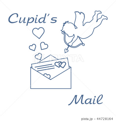 Cupid with Valentine's card and hearts Love 44728164