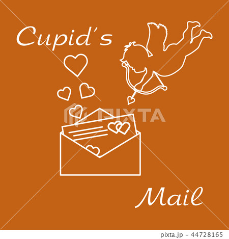 Cupid with Valentine's card and hearts Love 44728165