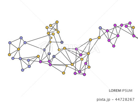 Abstract network minimalistic design with connected colours lines and dots 44728267