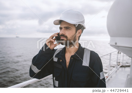 Marine Deck Officer or Chief mate on deck of vessel or ship Marine Deck Officer or Chief mate on deck of vessel or ship 44729441
