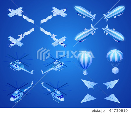 Flying Aircraft Isometric Vector Icons Set Flying Aircraft Isometric Vector Icons Set 44730610