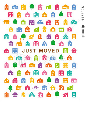引越 新築 転勤 報告ハガキ はがきサイズのイラスト素材