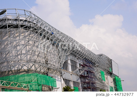 Construction workers binding steel frame. Construction workers binding steel frame. 44732977